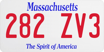 MA license plate 282ZV3