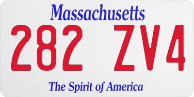 MA license plate 282ZV4