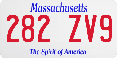 MA license plate 282ZV9