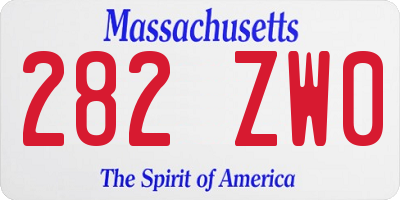 MA license plate 282ZW0