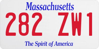 MA license plate 282ZW1
