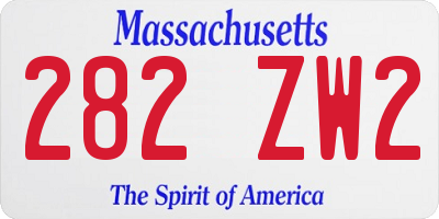 MA license plate 282ZW2