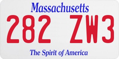 MA license plate 282ZW3