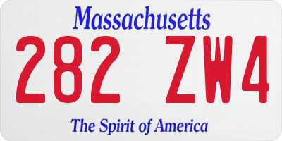 MA license plate 282ZW4