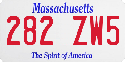 MA license plate 282ZW5