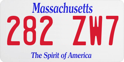 MA license plate 282ZW7