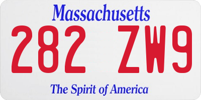 MA license plate 282ZW9