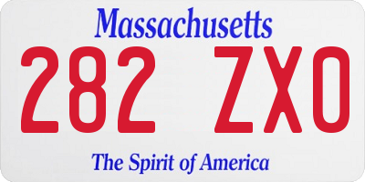 MA license plate 282ZX0