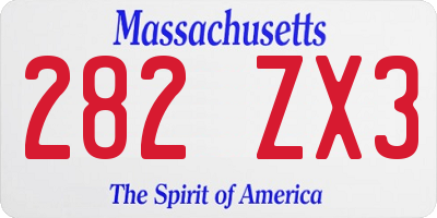 MA license plate 282ZX3