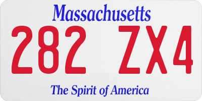 MA license plate 282ZX4