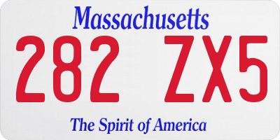 MA license plate 282ZX5