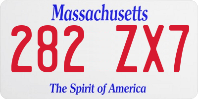 MA license plate 282ZX7
