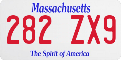 MA license plate 282ZX9