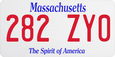 MA license plate 282ZY0