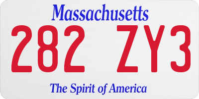MA license plate 282ZY3