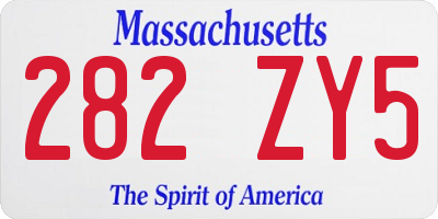 MA license plate 282ZY5