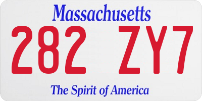 MA license plate 282ZY7