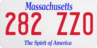 MA license plate 282ZZ0