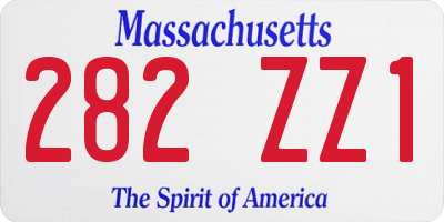 MA license plate 282ZZ1