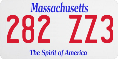 MA license plate 282ZZ3