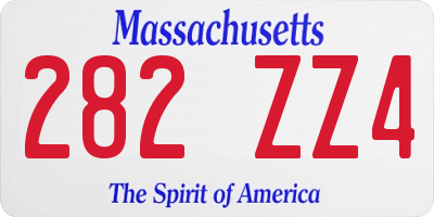 MA license plate 282ZZ4