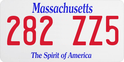 MA license plate 282ZZ5