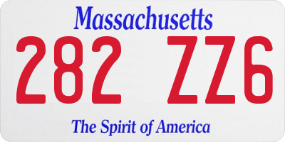 MA license plate 282ZZ6