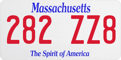 MA license plate 282ZZ8