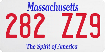 MA license plate 282ZZ9