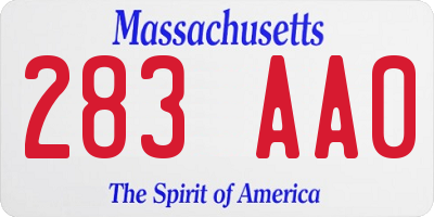 MA license plate 283AA0