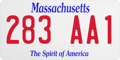 MA license plate 283AA1