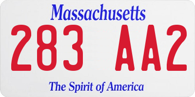 MA license plate 283AA2
