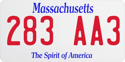 MA license plate 283AA3