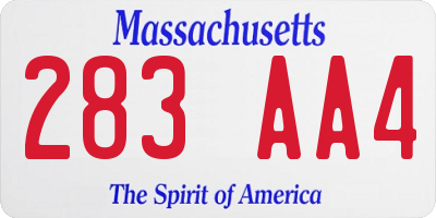 MA license plate 283AA4