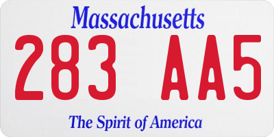 MA license plate 283AA5
