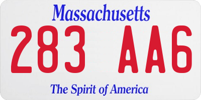 MA license plate 283AA6