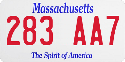 MA license plate 283AA7