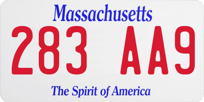 MA license plate 283AA9