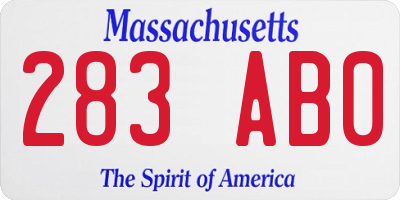 MA license plate 283AB0