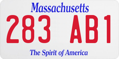MA license plate 283AB1