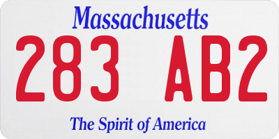 MA license plate 283AB2