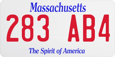 MA license plate 283AB4
