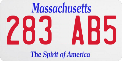 MA license plate 283AB5
