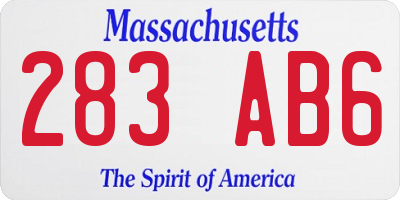 MA license plate 283AB6