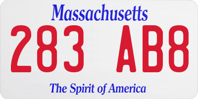 MA license plate 283AB8
