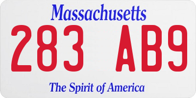 MA license plate 283AB9