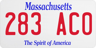 MA license plate 283AC0