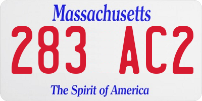 MA license plate 283AC2