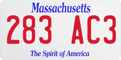 MA license plate 283AC3