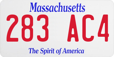 MA license plate 283AC4